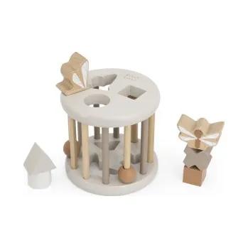 Dřevěná hračka Label Label Oválná vkládačka tvarů, Nougat