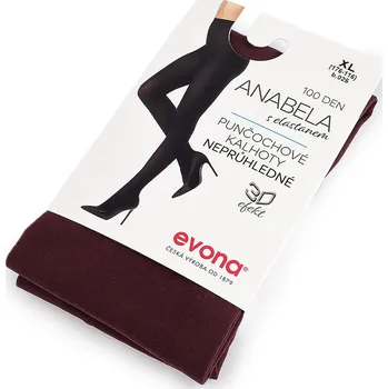 Dámské punčochy Dámské zimní punčochové kalhoty barevné Anabela 100den, velké, 5 (vel. 176-116) vínová