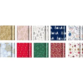 Balící papír Dárkové balicí papíry vánoční mix 50 rolí 70 cm × 5 m