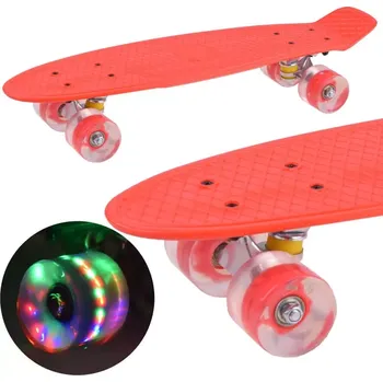 Pennyboard Penny board pro děti s LED kolečky do 50 kg – Červená