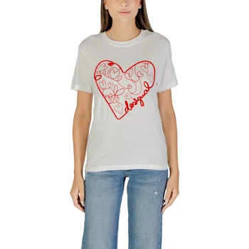 Dámské oblečení Desigual triko s krátkým rukávem DESIGUAL bílá | červená 3491301