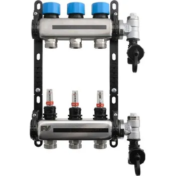 rozdělovač topení Fv-plast FV rozdělovač s Eurokonusem INOX, bez mísení, 4 okruhy, s průtokoměry, nerez