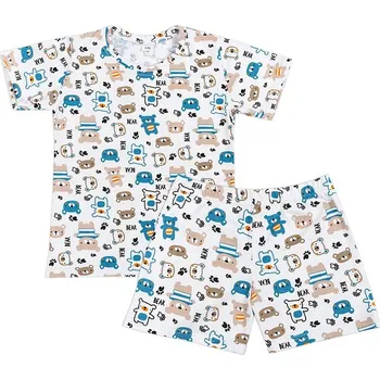 Dívčí noční košile Pyžamo krátký rukáv, krátké kalhoty Modrá,Béžová,Bílá - 120 BX1001422