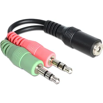 Audio kabel Delock adaptér stereo jack 3,5mm 4 pin samice > 2 x stereo jack 3,5mm 3 pin (65459) 65459