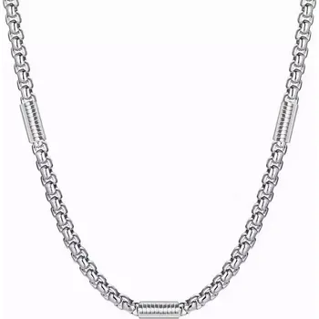 Náhrdelník Náhrdelník z chirurgické oceli Grid Barrel Stříbrný - Délka 55 cm