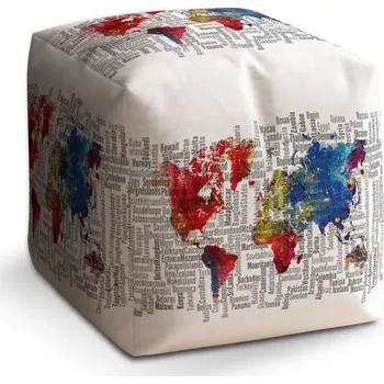 Taburet Sablio Taburet Cube Jména států: 40x40x40 cm