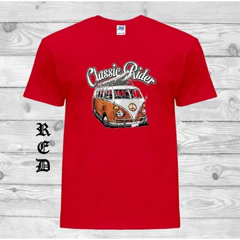 Pánské tričko panske-levne-bavlnene-tricko-potisk-VW-hipie-autobus Barva: Red - červená, velikost: 5XL