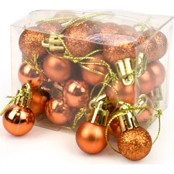Vánoční dekorace Vánoční baňky, oranžové 2 cm, 36 ks