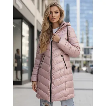 Růžová dámská zimní dlouhá prošívaná bunda TY5505 Velikost: 2XL