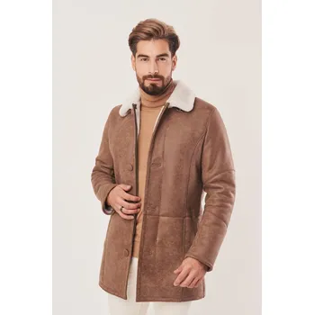 Pánský zimní kabát Pánský zimní béžový kabát - Kožich (L - 54)