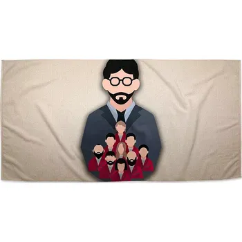 Osuška Sablio Ručník Money heist Profesor a jeho tým Béžová - 30x50 cm