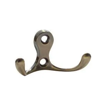 Věšák 91917 dvojháček kov, stará mosaz (Nástěnný dvojháček v povrchu mosaz. Jednoduchý a funkční doplněk do interiéru.)