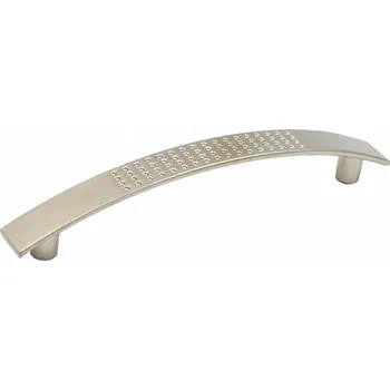 Nábytkové kování 63523 úchytka ANNA rozteč 64mm nikl satén (Malá úchytka řady ANNA v matném satén niklu. Rozteč 64mm, jemně zdobený design v diskrétním matném provedení.)