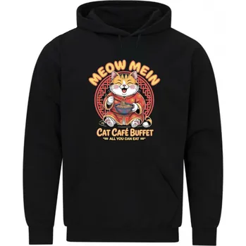 Pánská mikina Pánská mikina Ramen Kočka v Kimonu Meow Mein (Velikost: 5XL, Barva: Černá)