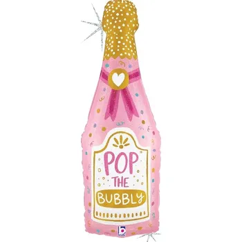 Svatební dekorace Foliový balonek láhev Pop the Bubbly růžová 94 cm