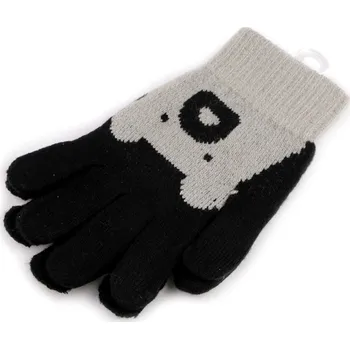 Rukavice Dětské pletené rukavice medvěd, střední, 12 černá