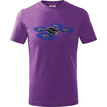 Dron letící - Tričko dětské bavlněné - 122 cm/6 let ( Fialová )