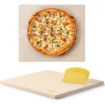 Příprava pizzy VEVOR Pizza kámen, obdélníkový kordieritový pizza kámen 406 x 355 mm, extra velký pečící kámen se škrabkou, 15 mm silný žáruvzdorný kordierit, do kuchyňské trouby, pečení chleba a pizzy, grilování BBQ