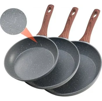 Pánev VEVOR Pánev , hliníkové pánve na smažení vajec, sada 3 kusů (250, 280, 325 mm), odolné pánve s tepelně odolnou rukojetí, kuchyňské nádobí pro šéfkuchaře, pro plyn, elektřinu, indukci, šedá