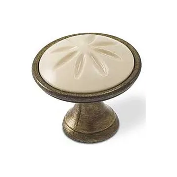 Nábytkové kování 14039 knopka KVIDO staromosaz (Designová knopka KVIDO s povrchem ze staré mosazi. Neobvyklý tvar nebo dekor, který dodá nábytku umělecký rozměr.)