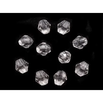 Dětské navlékací korálky Plastové korálky cínovky / sluníčko 4x4 mm, barva 1 (01) transparent