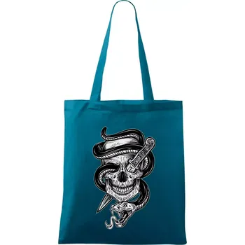 Lebka hadi - Taška bavlněná - 42 x 38 cm ( Petrolejová )