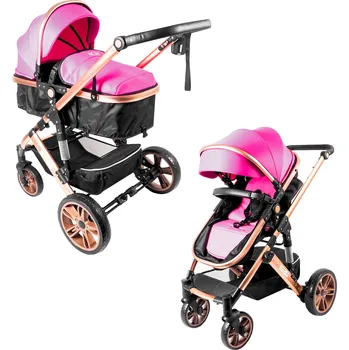 Kočárek Aga Kombinovaný kočárek 2v1 Černo/Růžový
