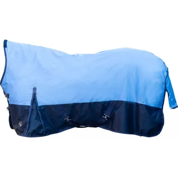 Deka pro koně Nepromokavá deka s vyšším krkem HKM Norwich - 100g, světle modrá/tmavě modrá, 155 cm