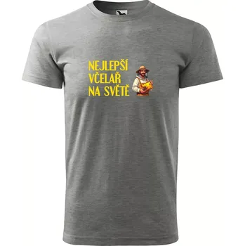 Sablio Tričko s potiskem Nejlepší včelař na světě - šedé 5XL