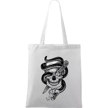 Nákupní taška Lebka hadi - Taška bavlněná - 42 x 38 cm ( Bílá )