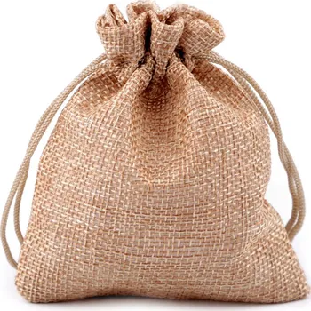 Dárkový pytlík 10x12 cm imitace juty, velké, 6 přírodní