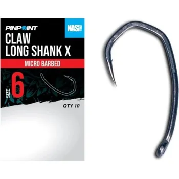 Rybářský háček 10ks - Háček Nash Claw Long Shank X Velikost 6