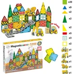 Mamido Magnetická stavebnice dopravní město 50 dílů, 5x stavební vozidla MT1446