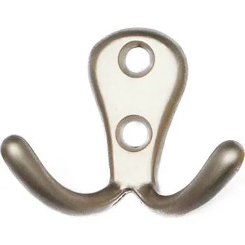 Věšák H2m. Dvojháček satén nikl (Nástěnný dvojháček v povrchu satén nikl. Vhodné řešení pro nábytek v interiéru.)