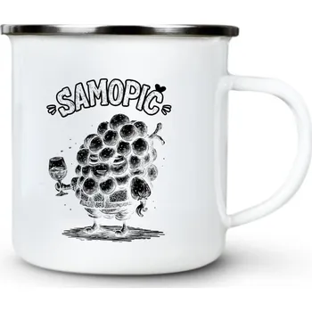 Pánské oblečení Samopič, černý tisk - Plechový hrnek VELKÝ 400ml (500 ml po okraj) - 400 ml