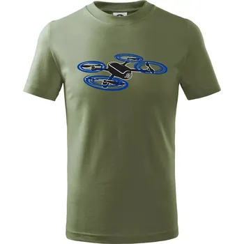 Dron letící - Tričko dětské bavlněné - 146 cm/10 let ( Khaki )