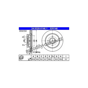Brzdový kotouč ATE BRZDOVÝ KOTOUČ 24.0320-0146.1
