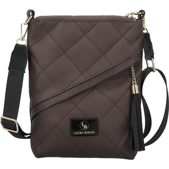Kabelka Dámská crossbody kabelka tmavě hnědá - Laura Biaggi Amia hnědá