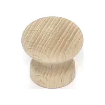 Nábytkové kování 55801 knopka 29,5mm buk přírodní (Malá kulatá dřevěná knopka z přírodního buku o průměru 29,5mm. Jemné rozměry pro menší dvířka nebo zásuvky.)