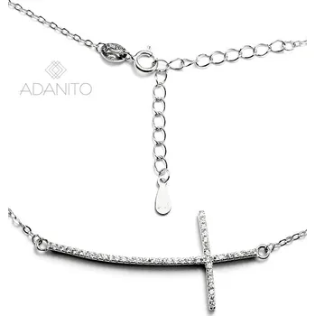 Náhrdelník Stříbrný náhrdelník ležatý křížek se zirkony