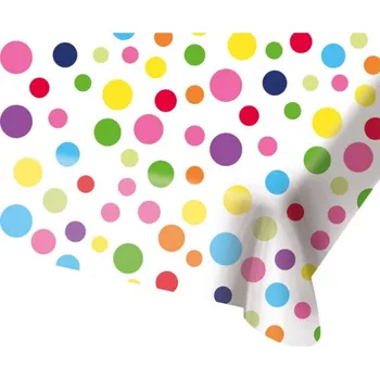 Party nádobí Plastový ubrus Barevné puntíky 130 x 180 cm