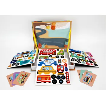 Výuková hračka Mamido Puzzle Magnetická kniha dopravní prostředky 66 dílů MT1563