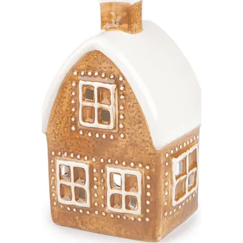 Vánoční dekorace Vánoční domeček, kostel na svíčku imitace perníku Varianta: 1 přírodní stř., Balení: 1 ks