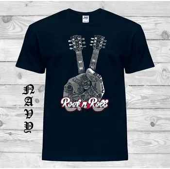 Pánské tričko panske-levne-bavlnene-tricko-potisk-hipie-rock-n-roll-kytary Barva: Navy - tmavě modrá, velikost: 5XL
