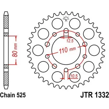 Řetězová sada pro motocykl Řetězová rozeta TRIUMPH 865 America (07-15); 865 America LT (14-15) 44 zubů, řetěz 525 - akce