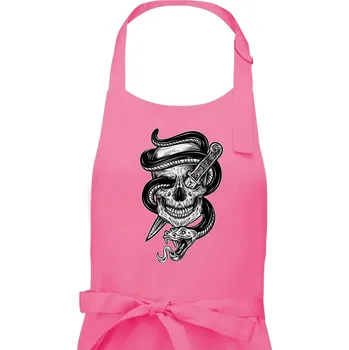 Kuchyňská zástěra Lebka hadi - Pánská zástěra na vaření - Univerzální velikost ( Růžová )