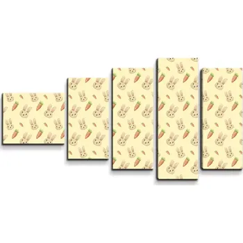 Obraz Sablio Obraz - 5-dílný Zajíček s mrkví - 100x60 cm