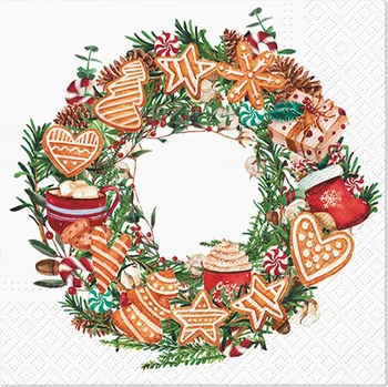 Papírový ubrousek Ubrousky PAW L 33x33cm Gingerbread Wreath