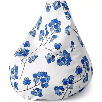 Sedací pytel Sablio Sedací vak Pear Modré kvítí - 70 x 95 x 15 cm