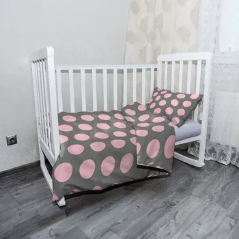 Povlečení Sablio Mikroplyšové dětské povlečení do postýlky Velké růžové puntíky - 120x90 / 40x60